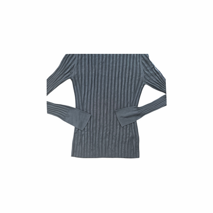 Round Neck Rib Knit Split open Cuffs Top - COS