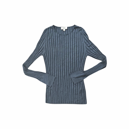 Round Neck Rib Knit Split open Cuffs Top - COS