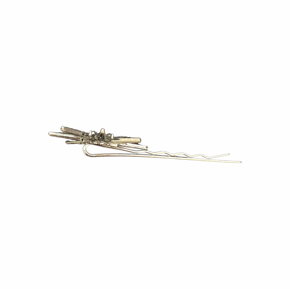 Pair of Silver-Tone Crystal Starburst Hair Grips
