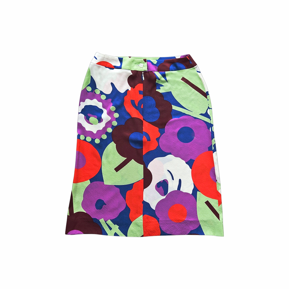 Spring 2001 Silk Camellia Print Skirt - Chanel