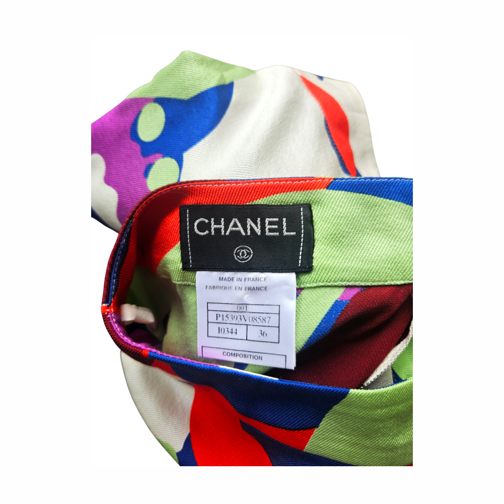 Spring 2001 Silk Camellia Print Skirt - Chanel
