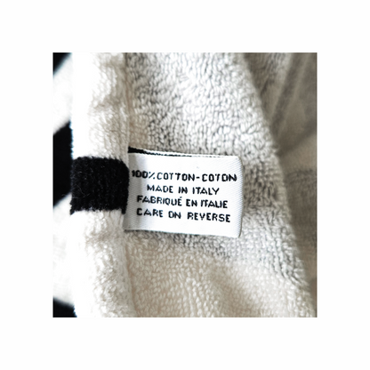 CHANEL towel composition label confirming 100% cotton and Made in Italy