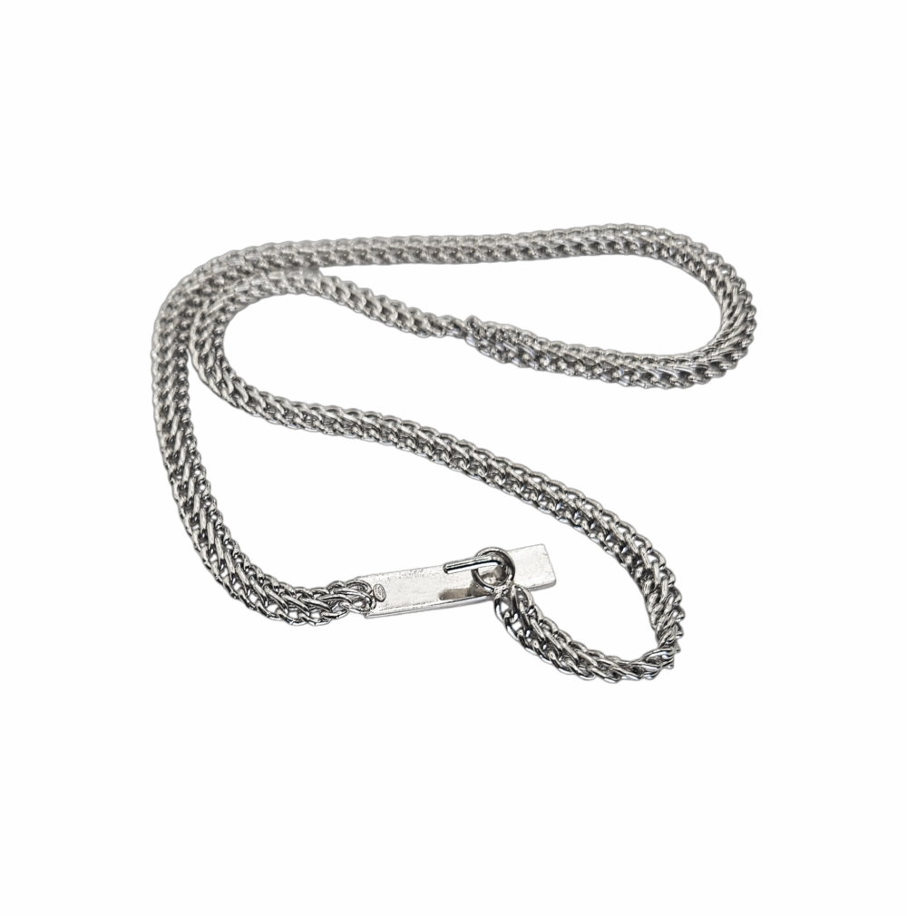 Vintage Spring 1999 Silver-Tone Double Chain Belt with Logo Plaque - Chanel