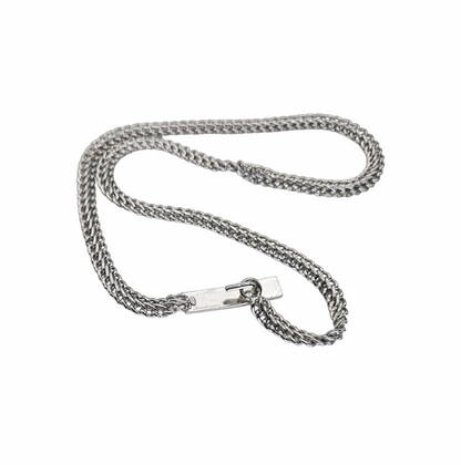 Vintage Spring 1999 Silver-Tone Double Chain Belt with Logo Plaque - Chanel