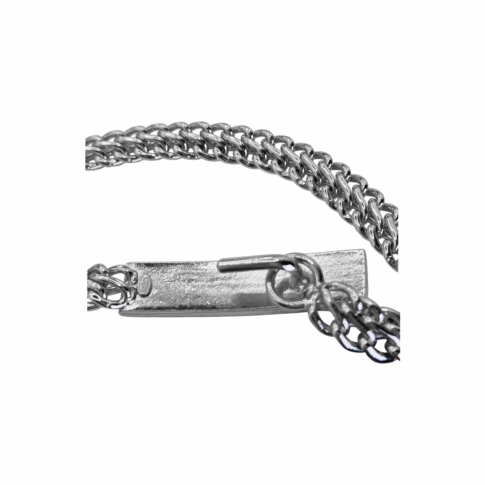 Vintage Spring 1999 Silver-Tone Double Chain Belt with Logo Plaque - Chanel