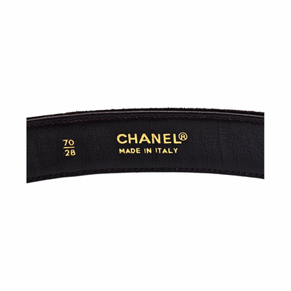 Suede Belt with Gold-Tone Chain Buckle - Chanel
