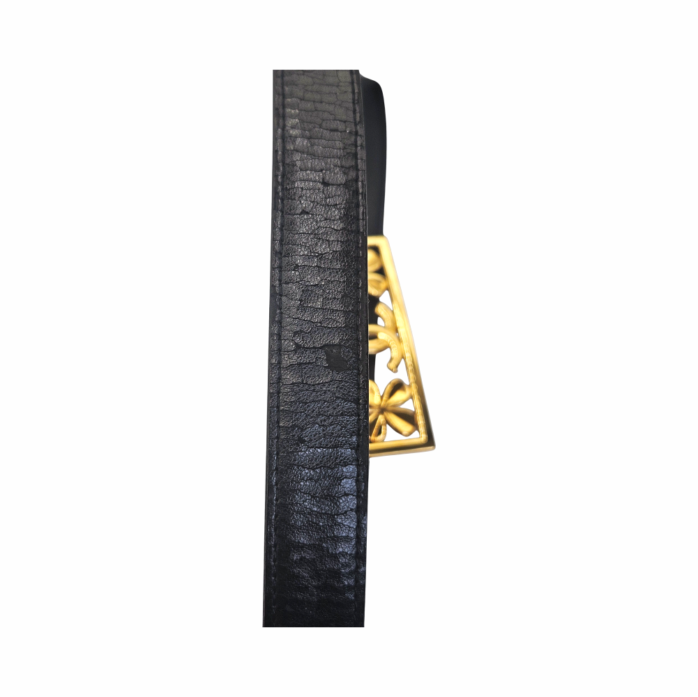 Vintage Belt with Gold-Tone CC and Four-Leaf Clover Buckle – Circa 1990s - Chanel