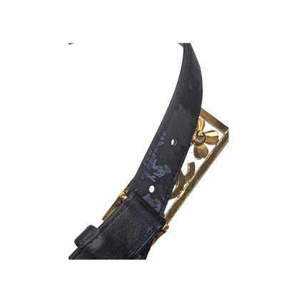 Vintage Belt with Gold-Tone CC and Four-Leaf Clover Buckle – Circa 1990s - Chanel