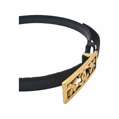 Vintage Belt with Gold-Tone CC and Four-Leaf Clover Buckle – Circa 1990s - Chanel