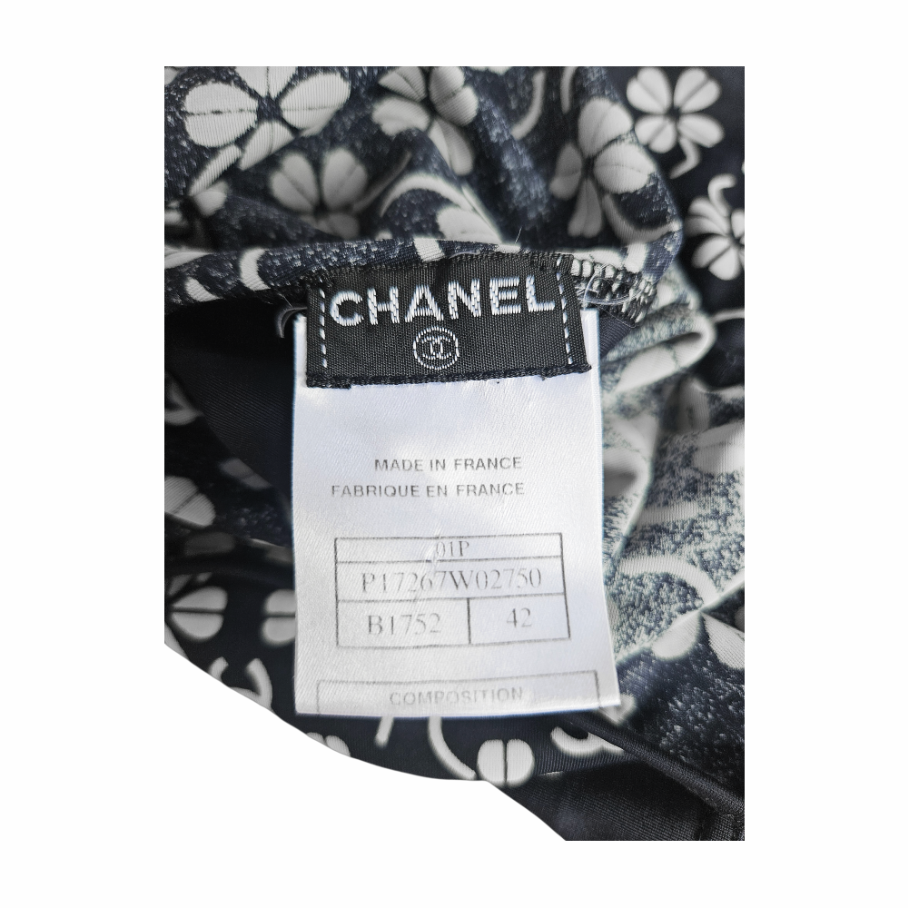 Sleeveless Clover CC Logo Print Stretch Jersey Dress – Chanel