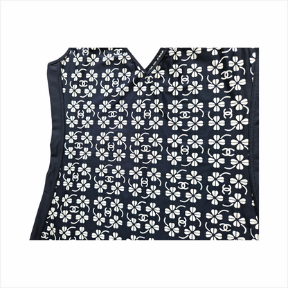 Sleeveless Clover CC Logo Print Stretch Jersey Dress – Chanel