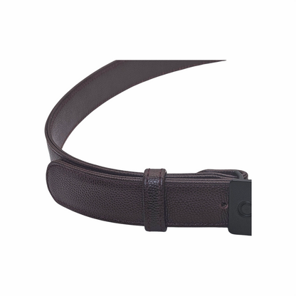 Vintage 1990s- 2000s Caviar Leather Belt with Black Logo Plaque - Chanel