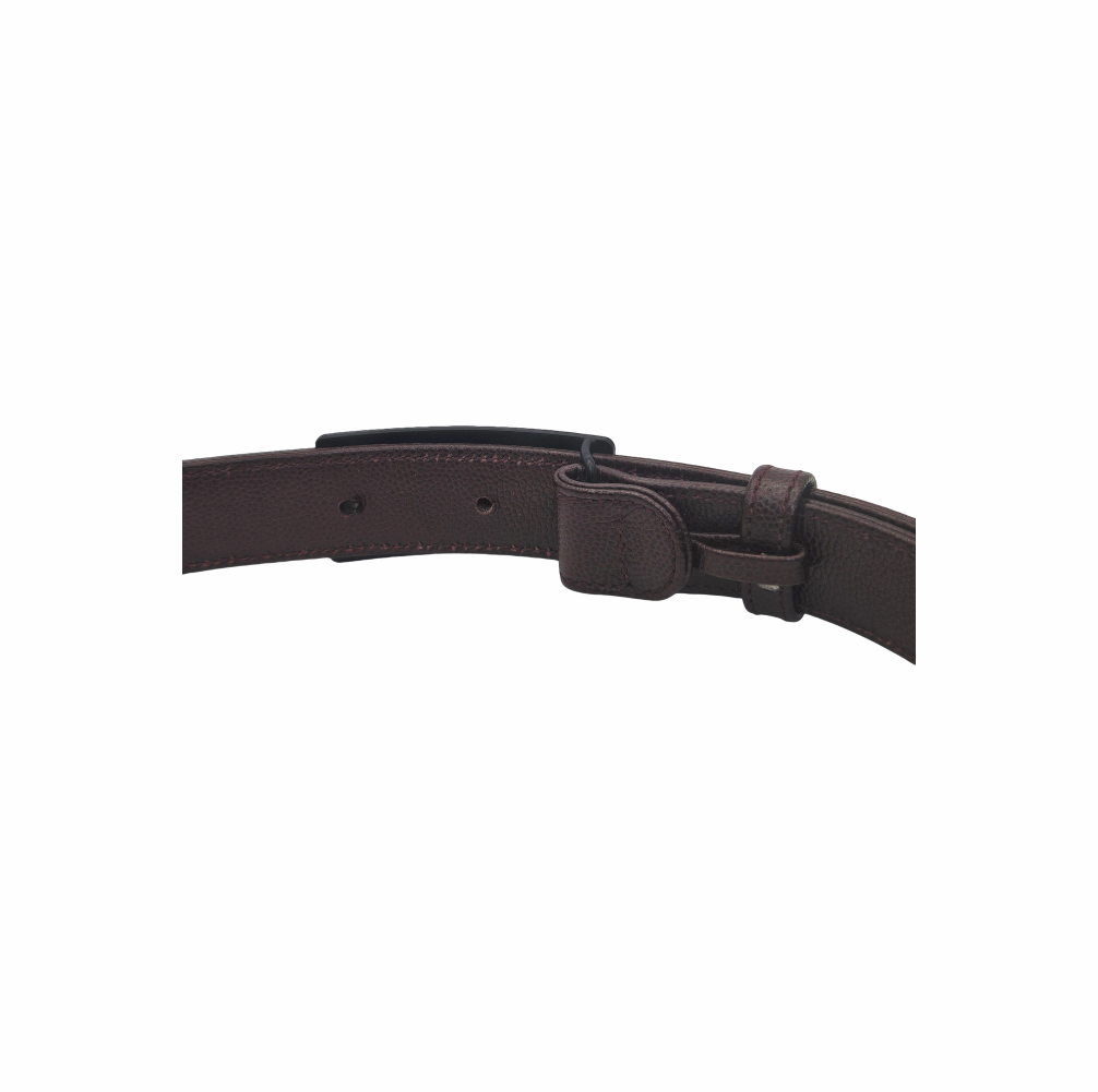 Vintage 1990s- 2000s Caviar Leather Belt with Black Logo Plaque - Chanel