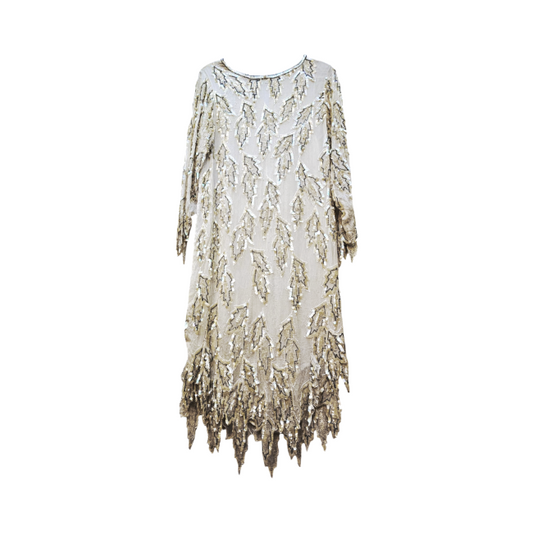 Silk Sequins Beaded Dress - Chanson D´Amour