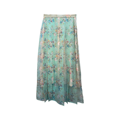 Floral Embellished Pleated Silk Skirt- Christopher Kane