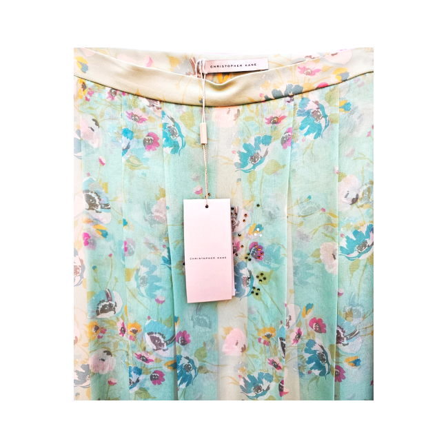 Floral Embellished Pleated Silk Skirt- Christopher Kane