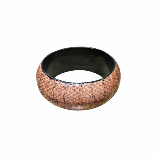 Wide Blush Snakeskin-Effect  Domed Statement Bangle - Re:Velvet