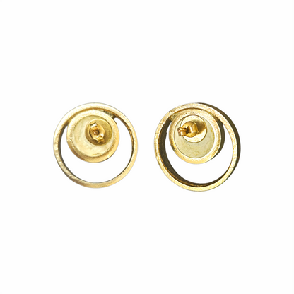 Vintage Emerald-Green Glass Concentric Circle Stud Earrings