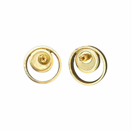 Vintage Emerald-Green Glass Concentric Circle Stud Earrings - Re:Velvet