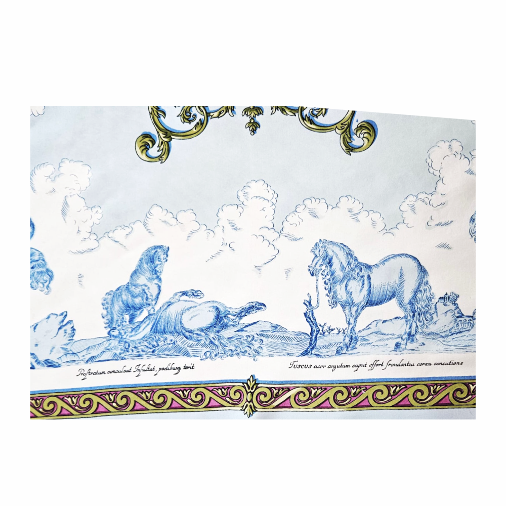 90cm Carré - “Courbettes et Cabrioles” Silk Scarf (1654) by Jean-Louis Façonnet"- Hermès