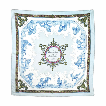 90cm Carré - “Courbettes et Cabrioles” Silk Scarf (1654) by Jean-Louis Façonnet"- Hermès