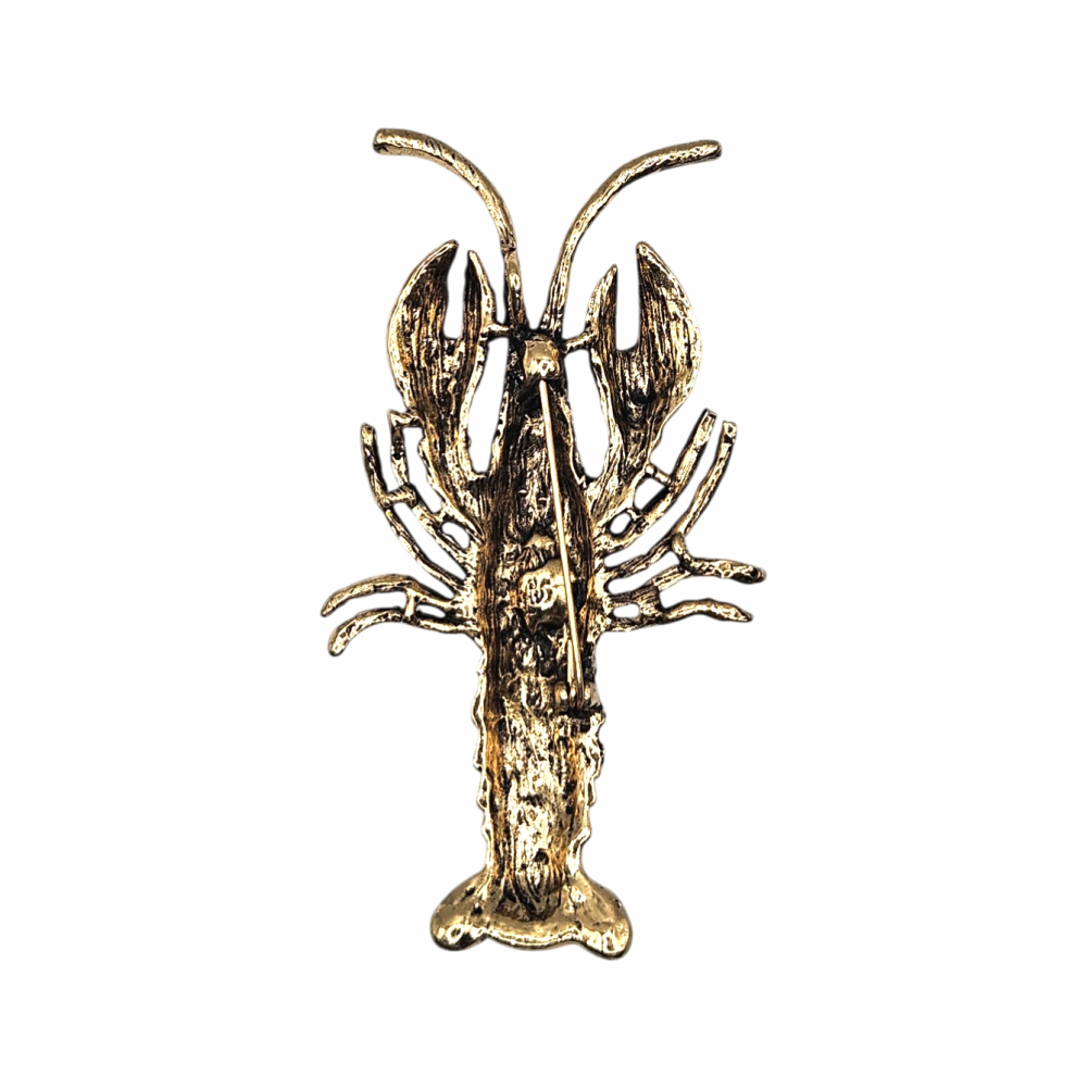 Crystal-Encrusted Lobster Statement Brooch with Citrine-Tone Centrepiece - Re:Velvet