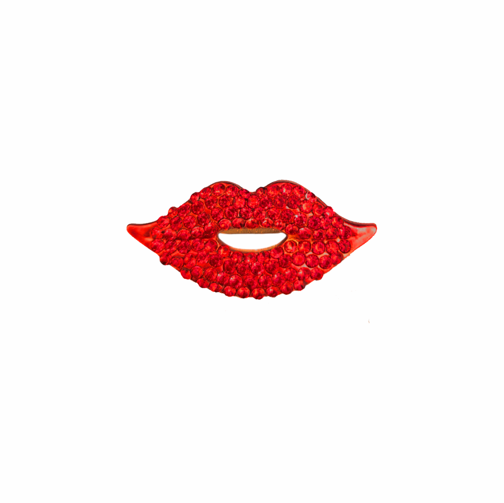 Pop Ruby Red Crystal Pavé Lip Brooch - Re:Velvet