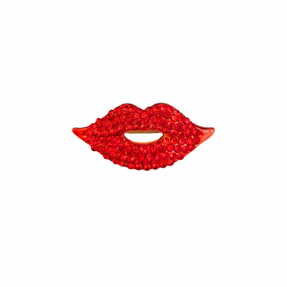 Pop Ruby Red Crystal Pavé Lip Brooch - Re:Velvet