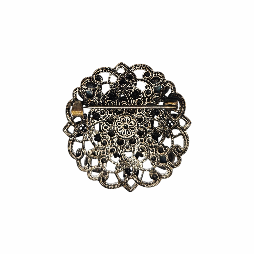 Vintage Czech-Inspired Turquoise Glass Filigree Brooch – Gablonz / Neiger Style