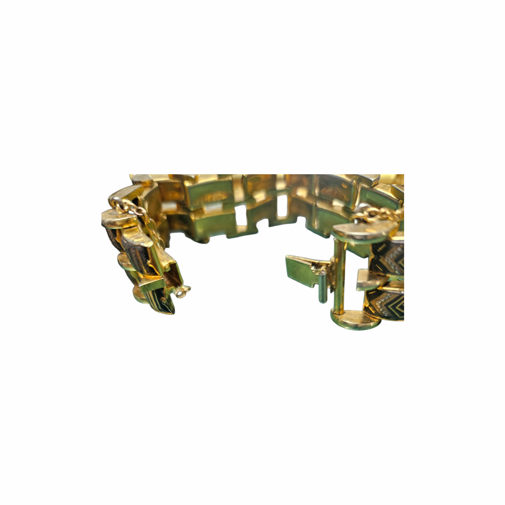 Vintage Damascene-Style Gold-Tone Link Bracelet