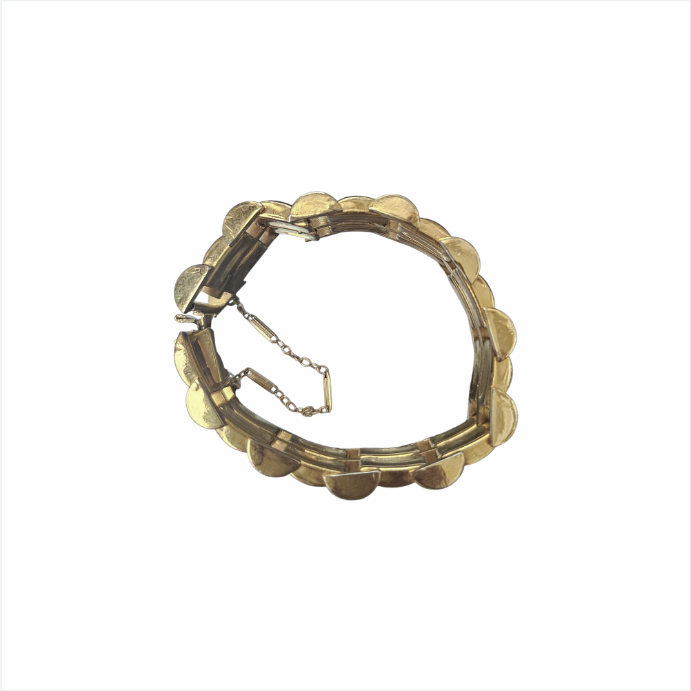 Vintage Damascene-Style Gold-Tone Link Bracelet