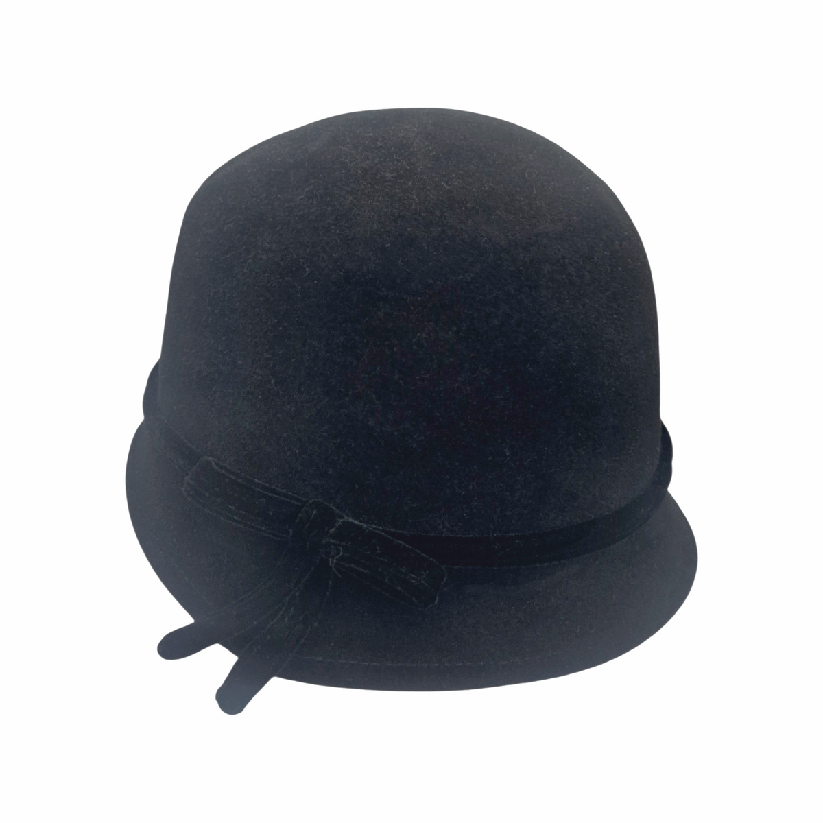 Daniele Meucci black rabbit hair and wool cloche hat with velvet bow