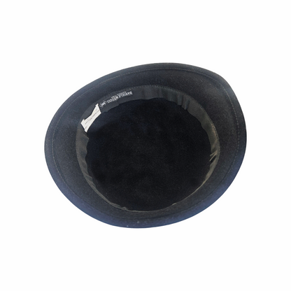 Interior view of Daniele Meucci black Italian cloche hat