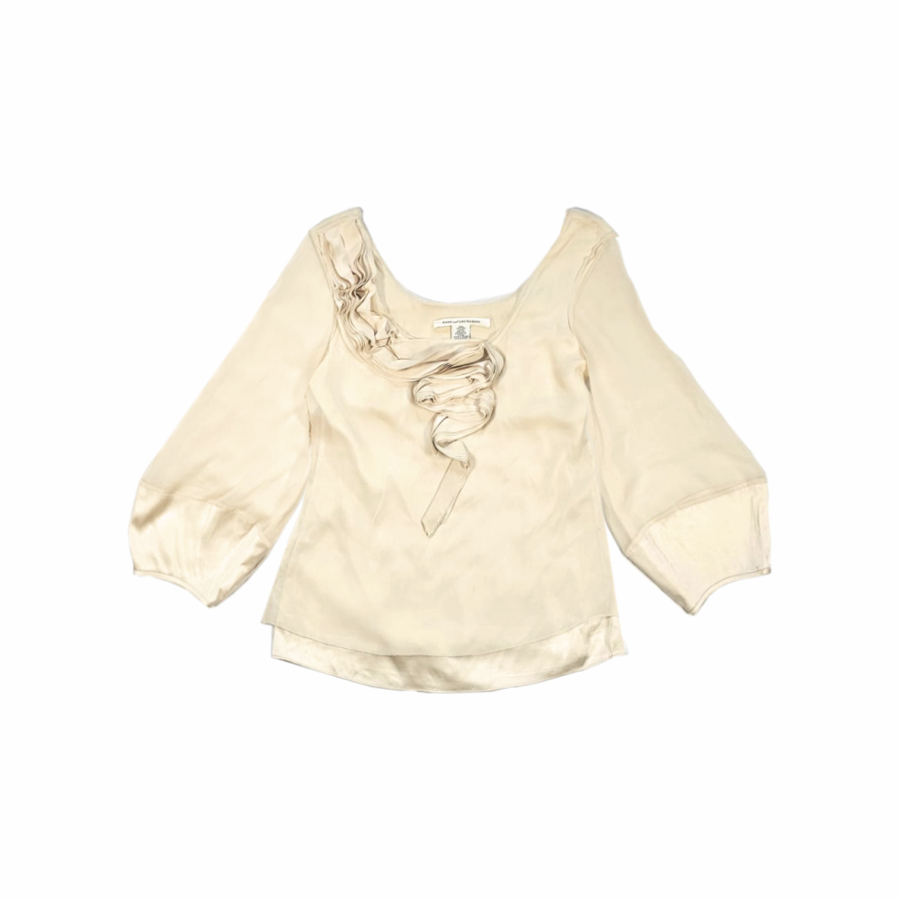 Semi Sheer Balloon Sleeves Silk Blouse - Diane von Furstenberg