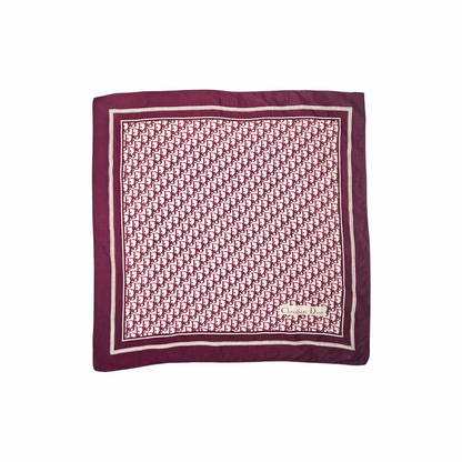 Vintage Christian Dior Oblique silk square scarf in burgundy and ivory