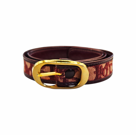 Vintage 80-90s Burgundy Oblique Monogram Belt - Christian Dior - Re:Velvet