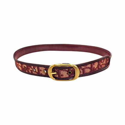 Vintage 80-90s Burgundy Oblique Monogram Belt - Christian Dior - Re:Velvet