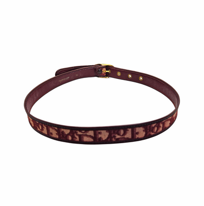 Vintage 80-90s Burgundy Oblique Monogram Belt - Christian Dior - Re:Velvet