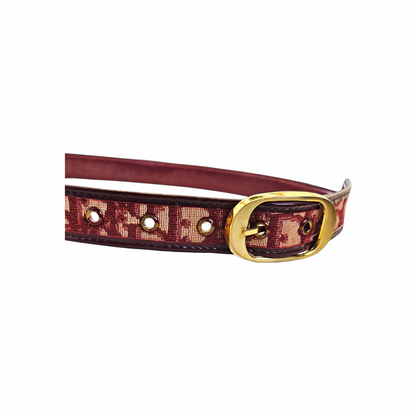 Vintage 80-90s Burgundy Oblique Monogram Belt - Christian Dior - Re:Velvet