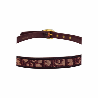 Vintage 80-90s Burgundy Oblique Monogram Belt - Christian Dior - Re:Velvet