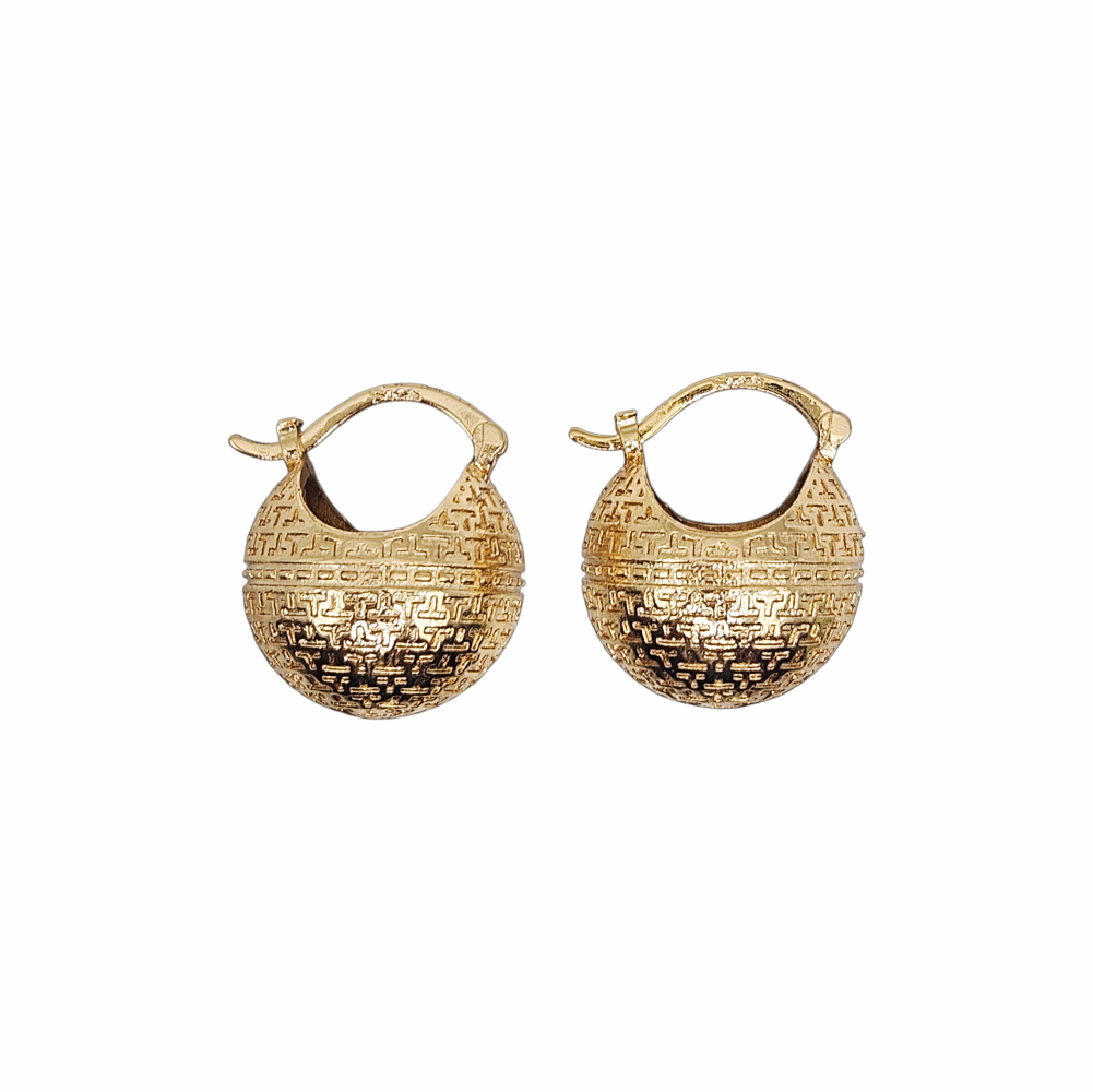 1980s Gold-Tone Textured Domed Hoop Earrings