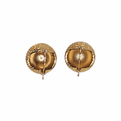 1980s Gold-Tone Textured Domed Hoop Earrings