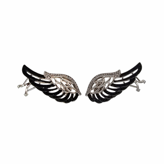 Dual-Tone Wing Rhinestone Climber Earrings