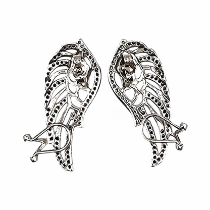 Dual-Tone Wing Rhinestone Climber Earrings