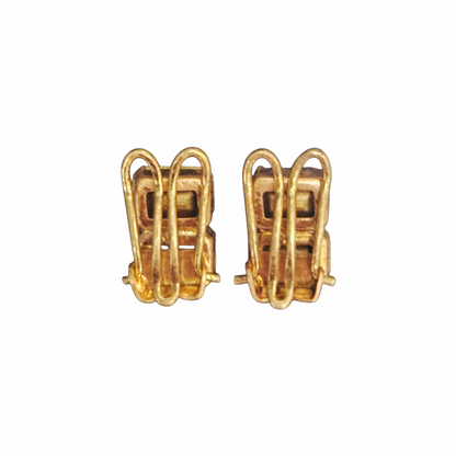 Vintage 1960s-70s Purple Rhinestone Clip-On Earrings in Gold-Tone Setting
