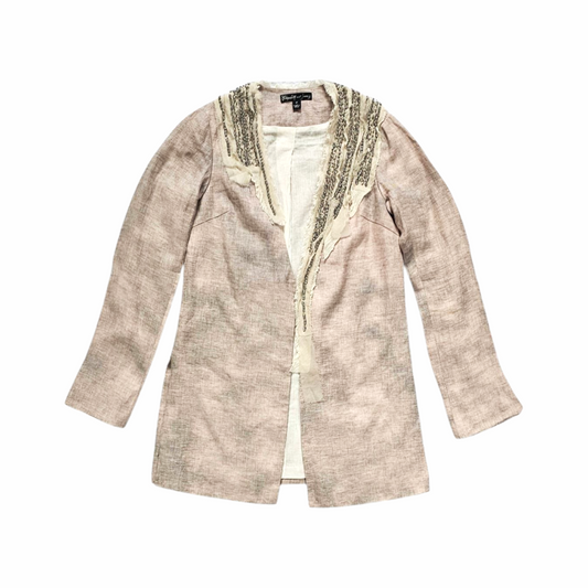 Beaded Linen Jacket with Raw Silk Trim - Elizabeth and James