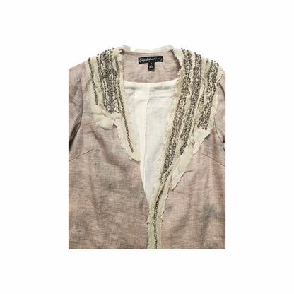 Beaded Linen Jacket with Raw Silk Trim - Elizabeth and James