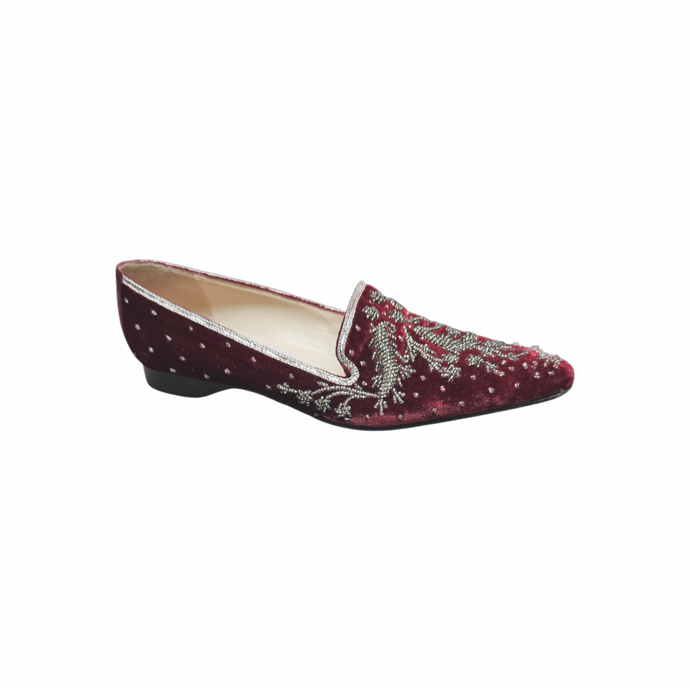 Velvet Embellished Smoking Slippers Loafers - Emma Hope - Re:Velvet