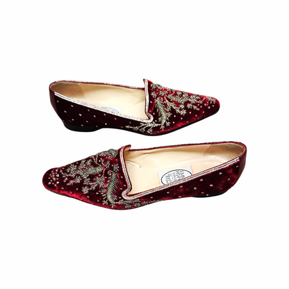 Velvet Embellished Smoking Slippers Loafers - Emma Hope - Re:Velvet