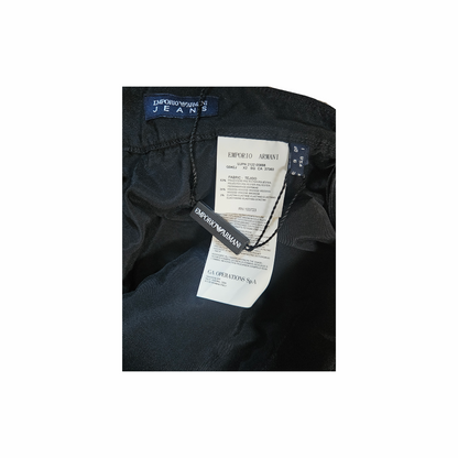 Emporio Armani Jeans label and composition tag on grey skirt